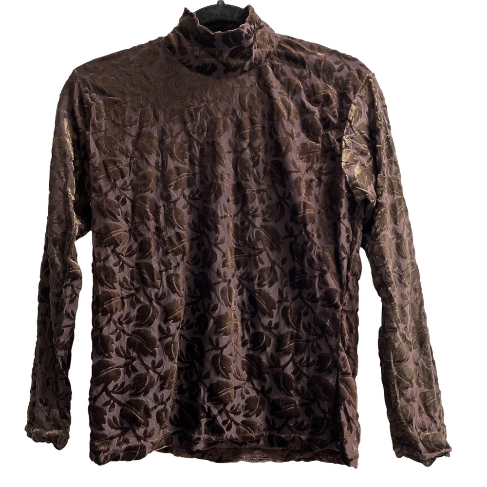 Vintage Frazier Lawerence Top Womens M Brown Burnout Velvet Fitted Forrest Fairy